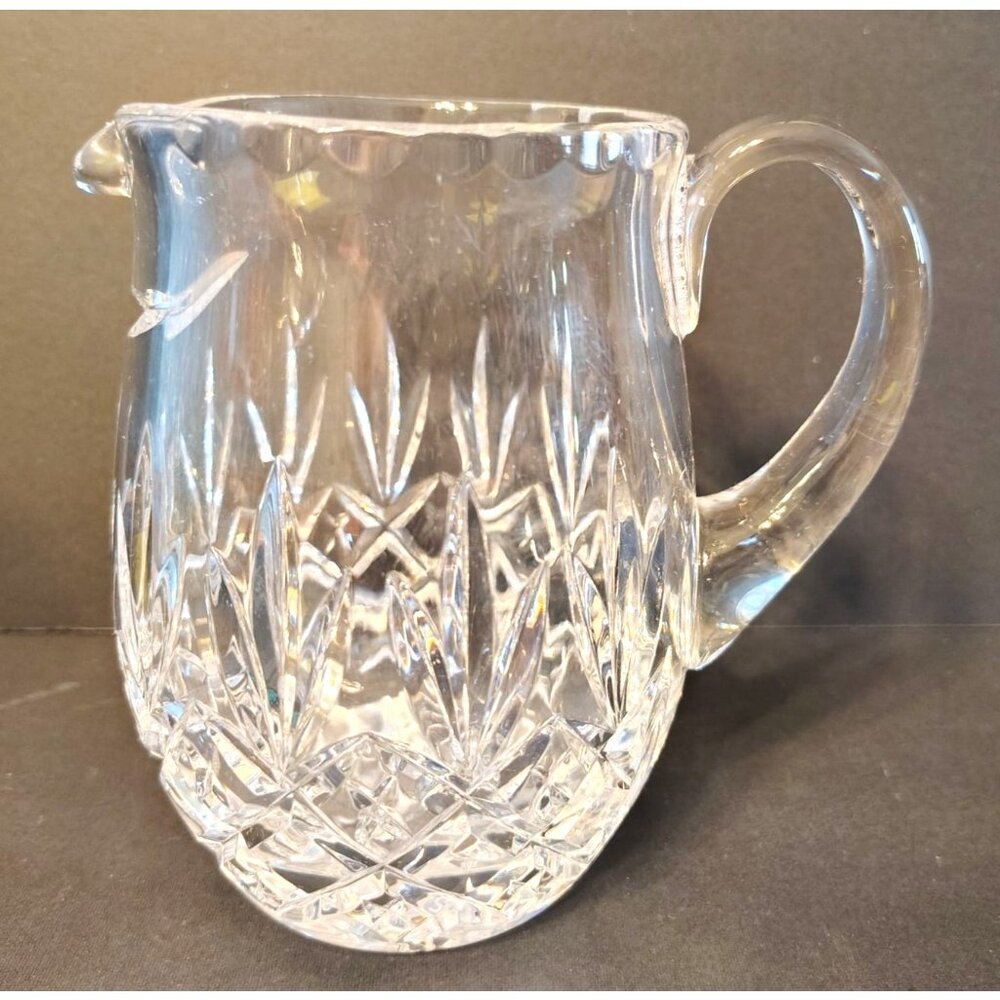 Ceska Crystal Glass Drink Pitcher Diamond Cut? Elegant 5", Vase Table Decor